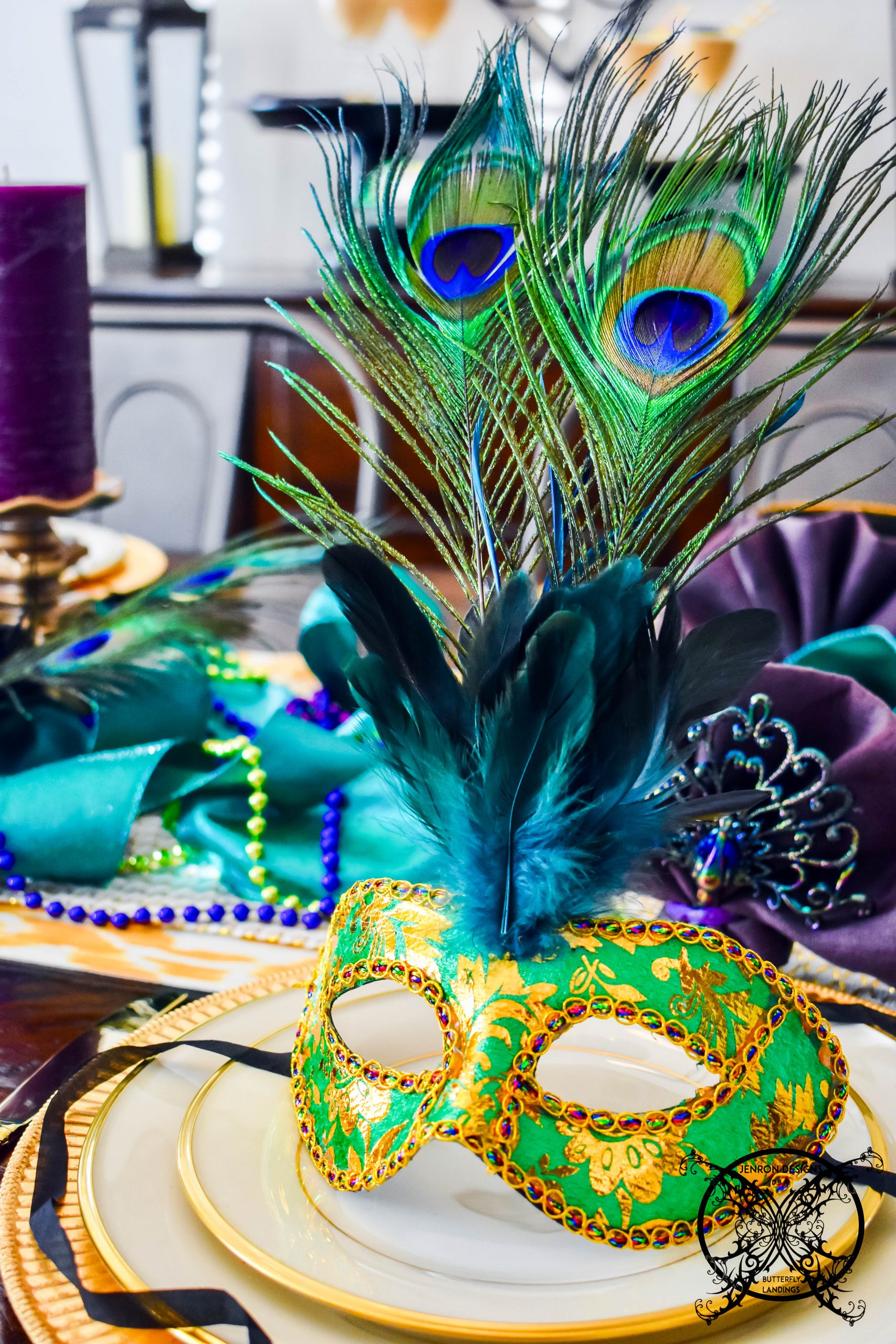 DIY Mardi Gras Faether Masks JENRON DESIGNS