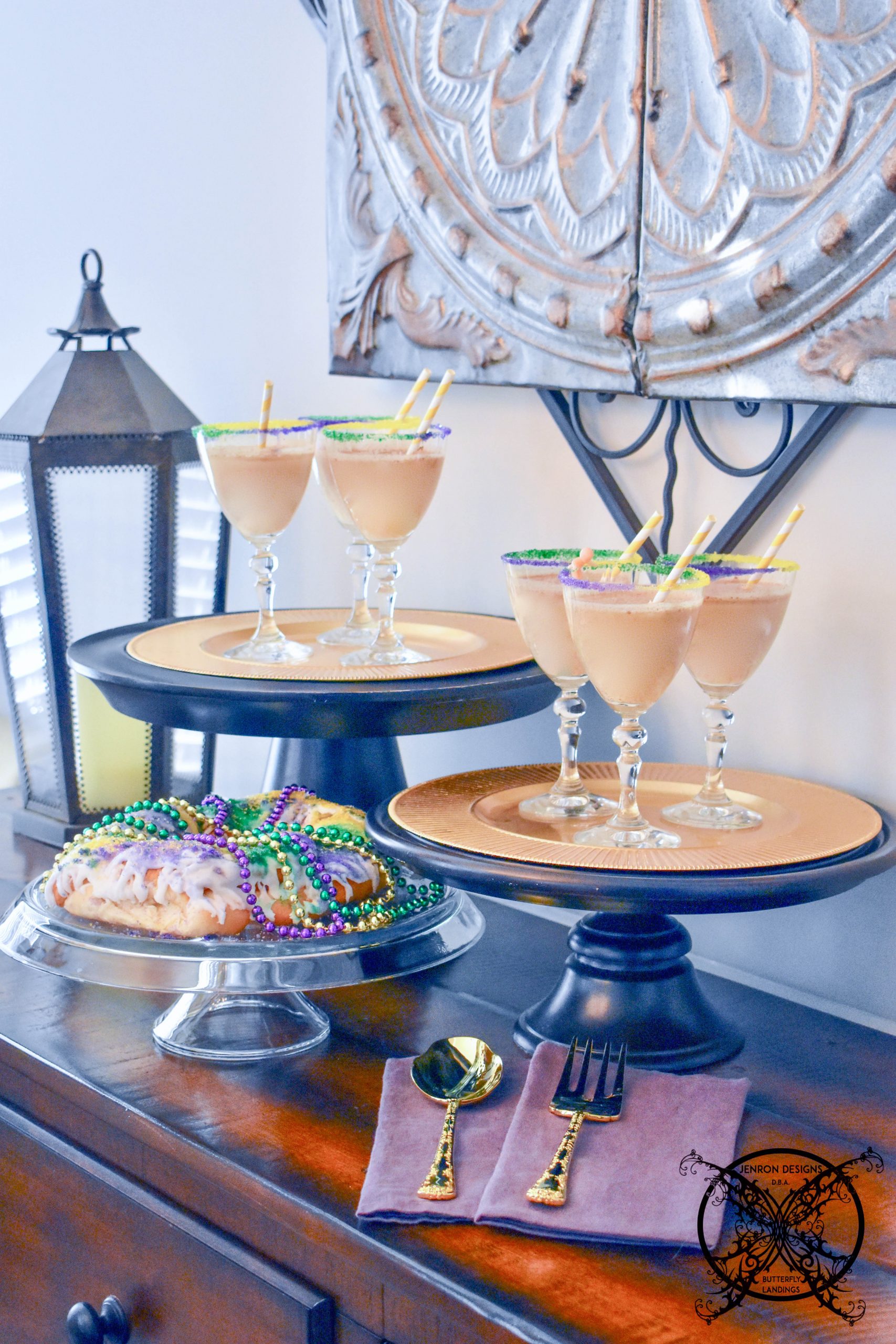 Serving King Cake Cocktails for your next party JENRON DESIGNS