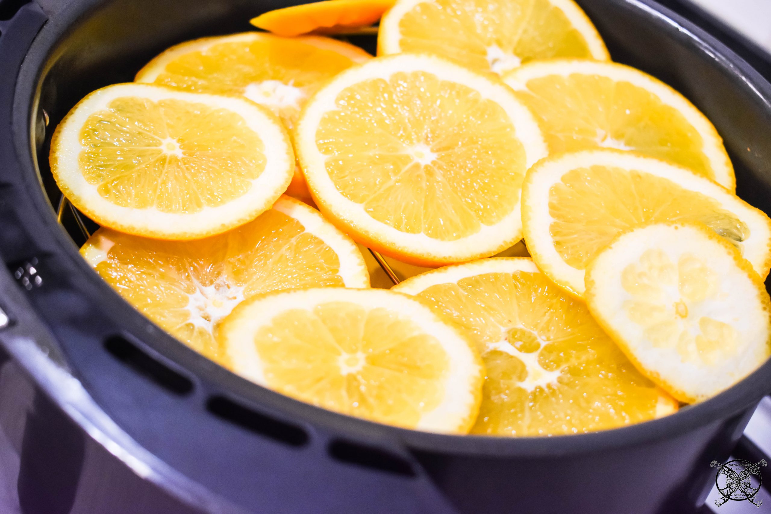Orange Slices Dehydrating in Air Fryer Garland JENRON DESIGNS