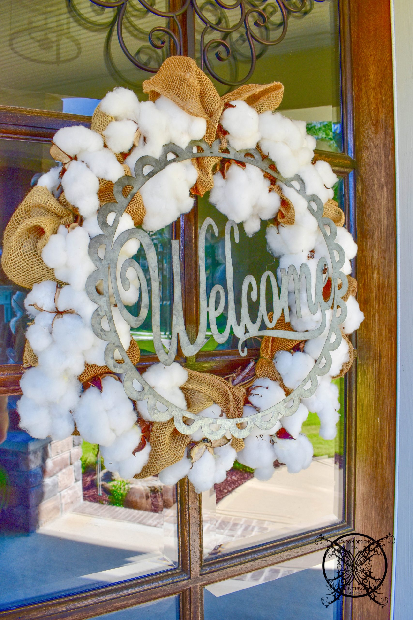 Fall Cotton & Burlap Wreath JENRON DESIGNS